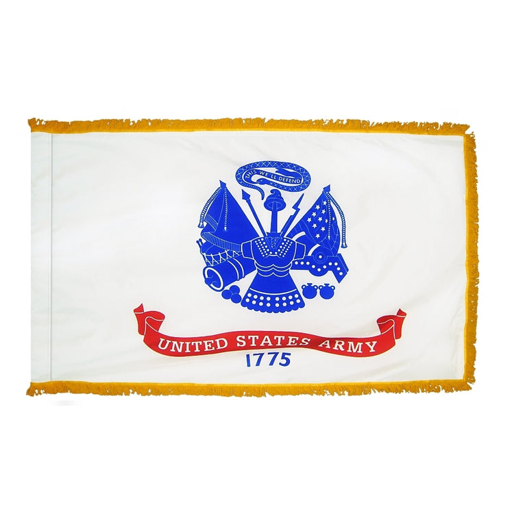 3x5 US Army Indoor & Parade Nylon Flag with Sleeve & Gold Fringe