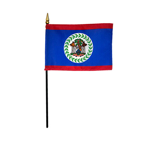 4"x6" Belize Poly-Silk Handheld Stick Flag