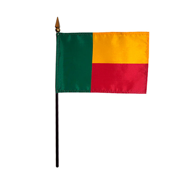 4"x6" Benin Poly-Silk Handheld Stick Flag