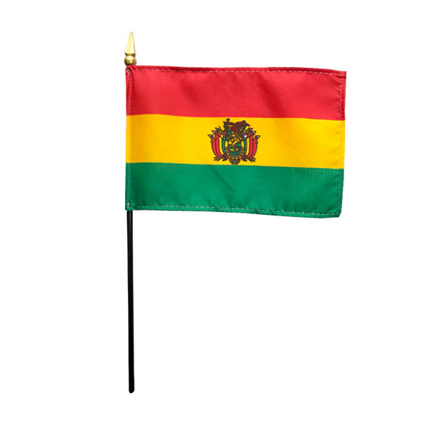 4"x6" Bolivia Poly-Silk Handheld Stick Flag