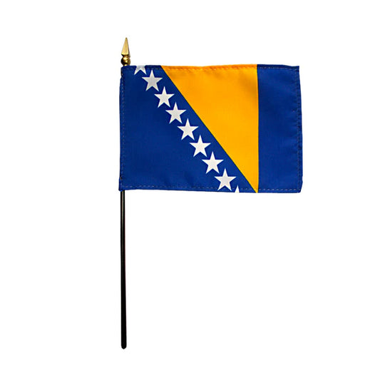 4"x6" Bosnia-Herzegovina Poly-Silk Handheld Stick Flag