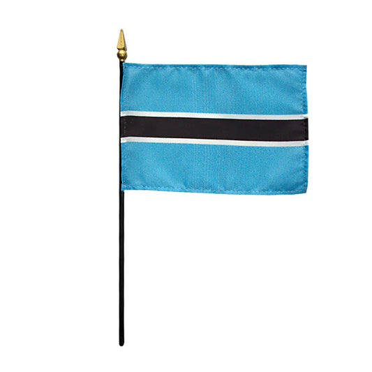 4"x6" Botswana Poly-Silk Handheld Stick Flag