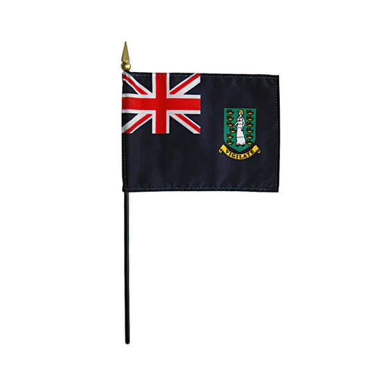 4"x6" British Virgin Islands Poly-Silk Handheld Stick Flag