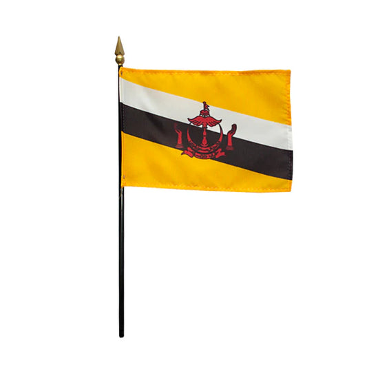 4"x6" Brunei Poly-Silk Handheld Stick Flag