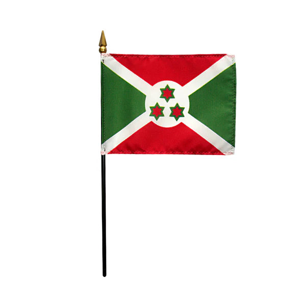 4"x6" Burundi Poly-Silk Handheld Stick Flag