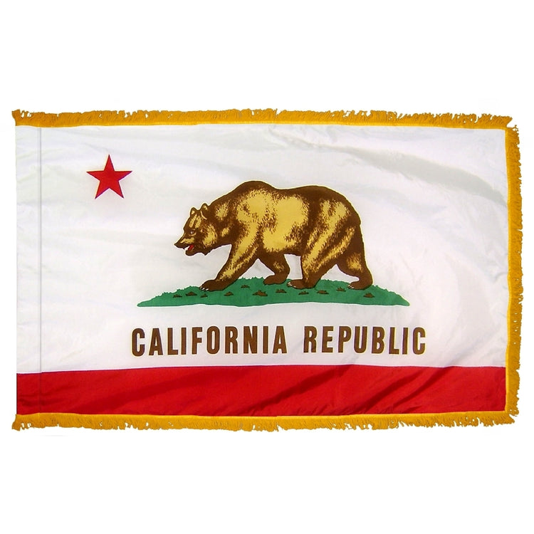3x5 California State Indoor Flag with Polehem Sleeve & Fringe