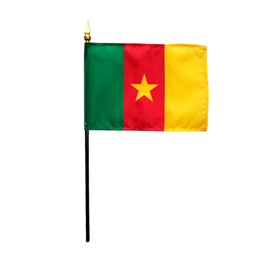 4"x6" Cameroon Poly-Silk Handheld Stick Flag
