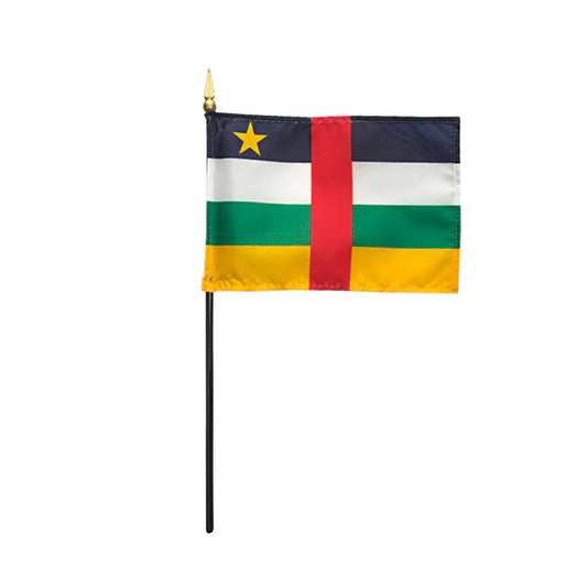 4"x6" Central African Republic Poly-Silk Handheld Stick Flag
