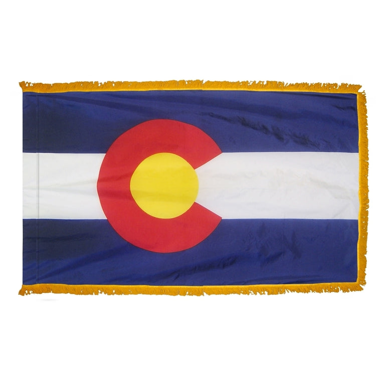 3x5 Colorado State Indoor Flag with Polehem Sleeve & Fringe