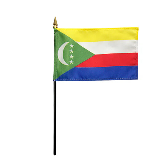 4"x6" Comoros Poly-Silk Handheld Stick Flag