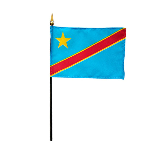 4"x6" Democratic Republic of Congo Poly-Silk Handheld Stick Flag
