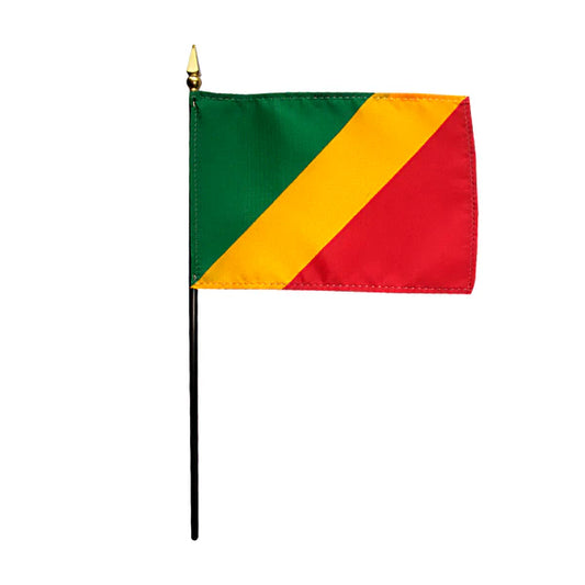 4"x6" Republic of the Congo Poly-Silk Handheld Stick Flag