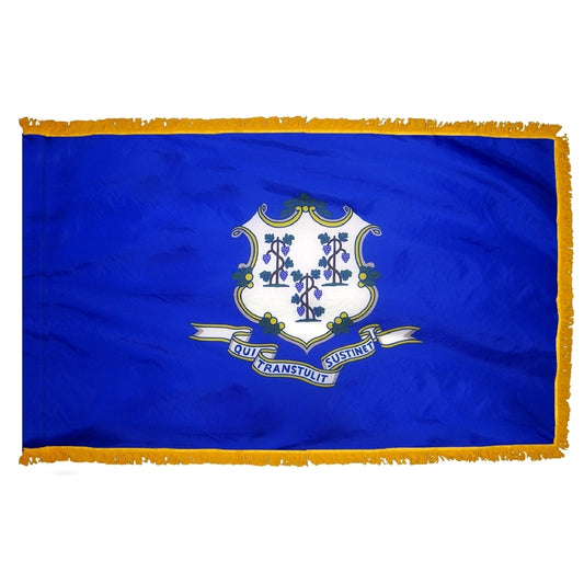 3x5 Connecticut State Indoor Flag with Polehem Sleeve & Fringe