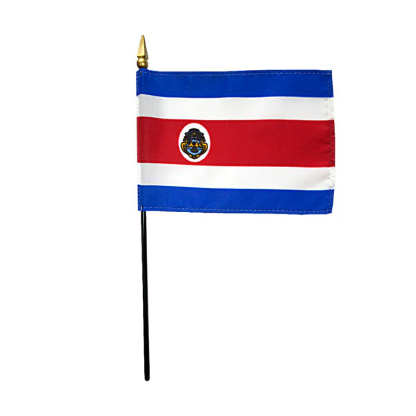 4"x6" Costa Rica Poly-Silk Handheld Stick Flag