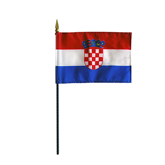 4"x6" Croatia Poly-Silk Handheld Stick Flag