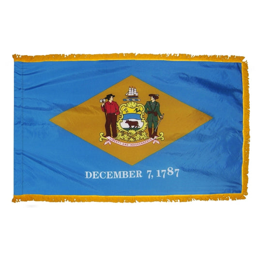 3x5 Delaware State Indoor Flag with Polehem Sleeve & Fringe