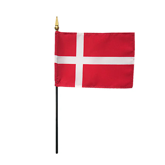 4"x6" Denmark Poly-Silk Handheld Stick Flag