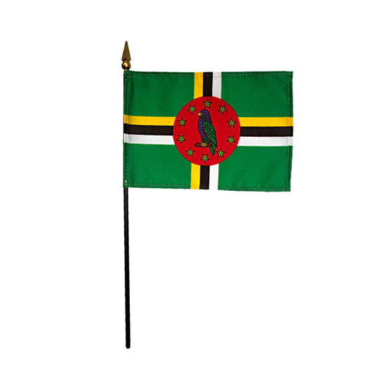4"x6" Dominica Poly-Silk Handheld Stick Flag