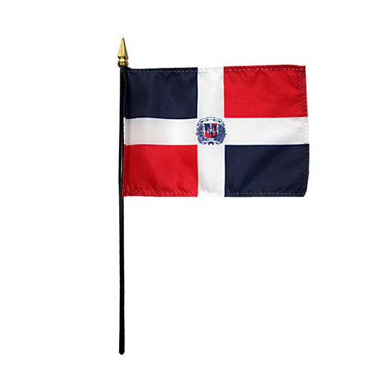 4"x6" Dominican Republic Poly-Silk Handheld Stick Flag