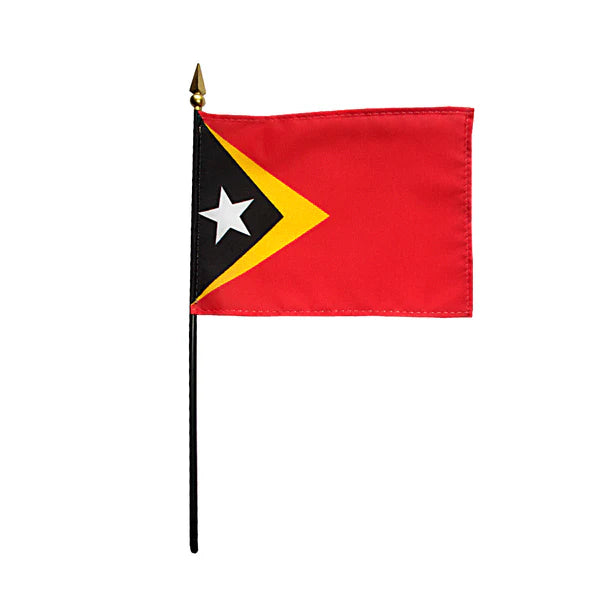 4"x6" East Timor Poly-Silk Handheld Stick Flag