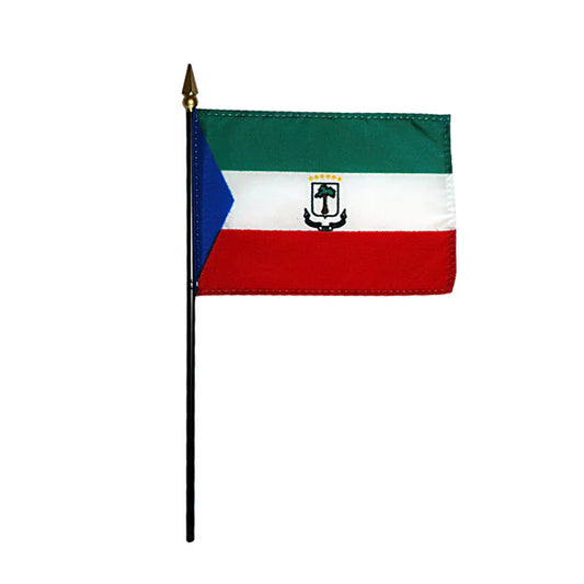 4"x6" Equatorial Guinea Poly-Silk Handheld Stick Flag