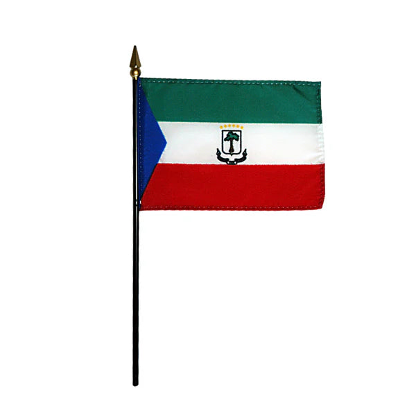 4"x6" Equatorial Guinea Poly-Silk Handheld Stick Flag
