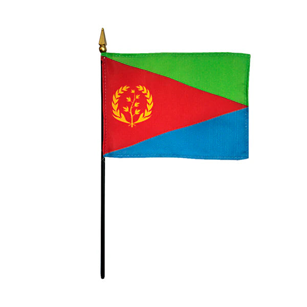 4"x6" Eritrea Poly-Silk Handheld Stick Flag