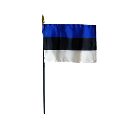 4"x6" Estonia Poly-Silk Stick Flag
