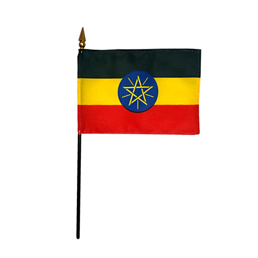4"x6" Ethiopia Poly-Silk Handheld Stick Flag