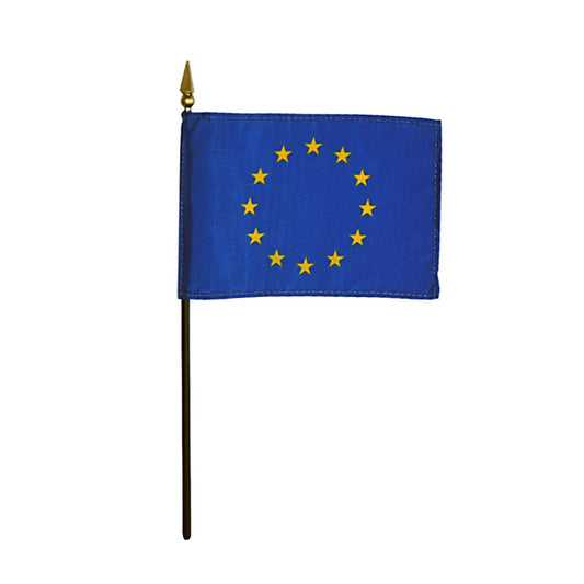 4"x6" European Union Poly-Silk Handheld Stick Flag