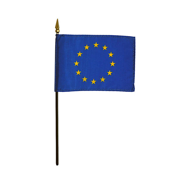 4"x6" European Union Poly-Silk Handheld Stick Flag
