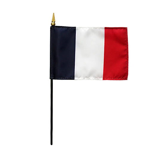 4"x6" France Poly-Silk Handheld Stick Flag