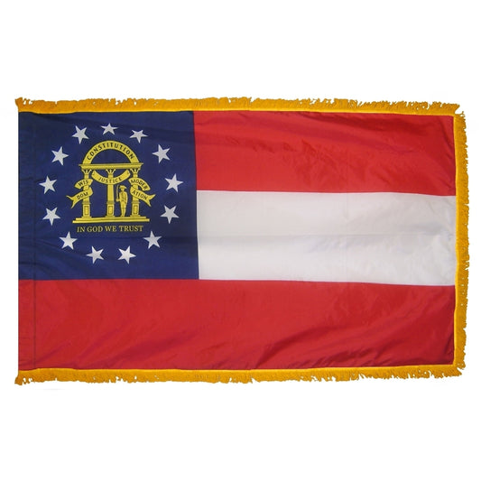 3x5 Georgia State Indoor Flag with Polehem Sleeve & Fringe