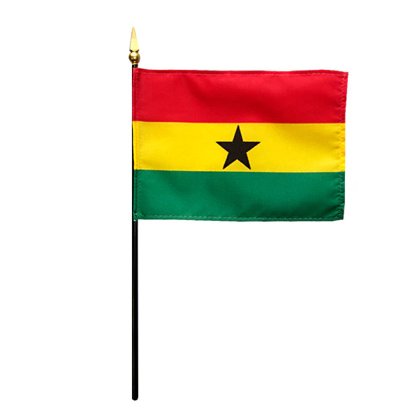 4"x6" Ghana Poly-Silk Handheld Stick Flag