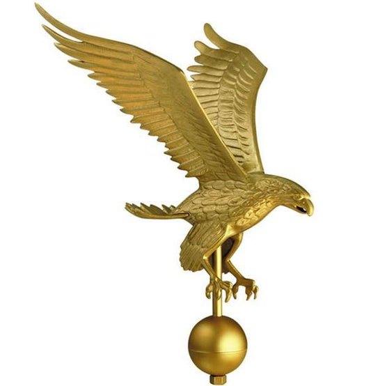 15" Gold Painted Cast Aluminum Outdoor Eagle Ornament with Ball
