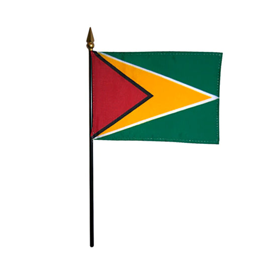 4"x6" Guyana Poly-Silk Handheld Stick Flag