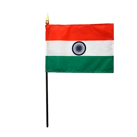 4"x6" India Poly-Silk Handheld Stick Flag