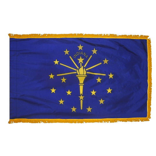 3x5 Indiana State Indoor Flag with Polehem Sleeve & Fringe