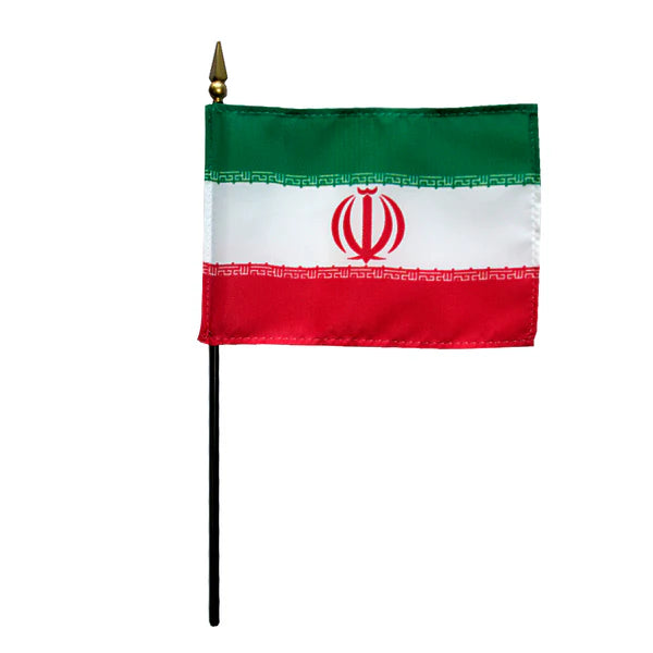 4"x6" Iran Poly-Silk Handheld Stick Flag