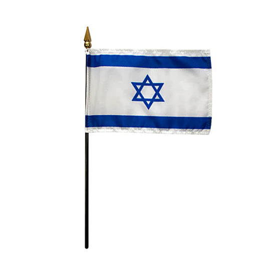 4"x6" Israel Poly-Silk Handheld Stick Flag