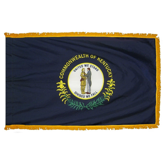 3x5 Kentucky State Indoor Flag with Polehem Sleeve & Fringe