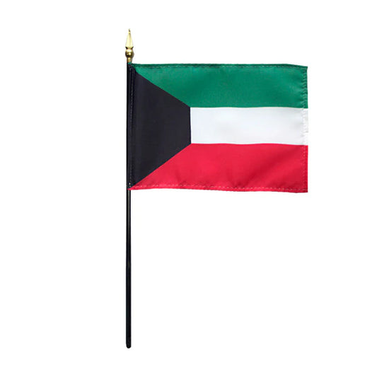 4"x6" Kuwait Poly-Silk Handheld Stick Flag