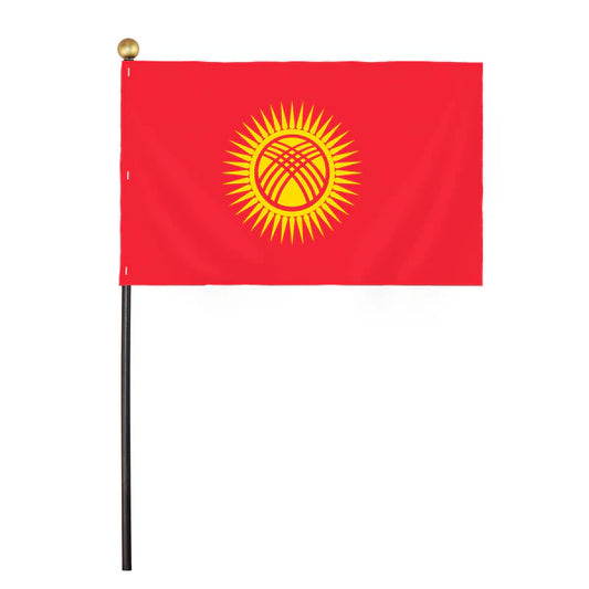 4"x6" Kyrgyzstan Poly-Silk Handheld Stick Flag