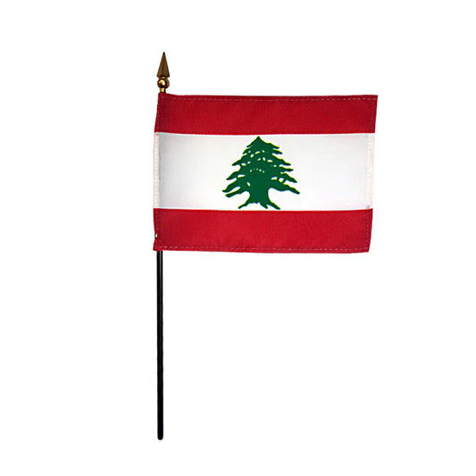 4"x6" Lebanon Poly-Silk Handheld Stick Flag