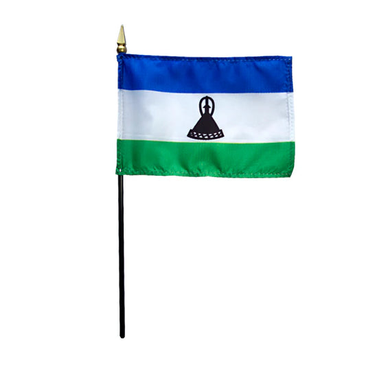 4"x6" Lesotho Poly-Silk Handheld Stick Flag