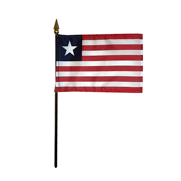 4"x6" Liberia Poly-Silk Handheld Stick Flag