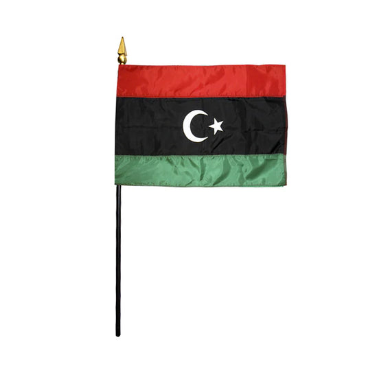 4"x6" Libya Poly-Silk Handheld Stick Flag