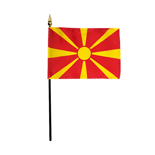 4"x6" Macedonia Poly-Silk Handheld Stick Flag