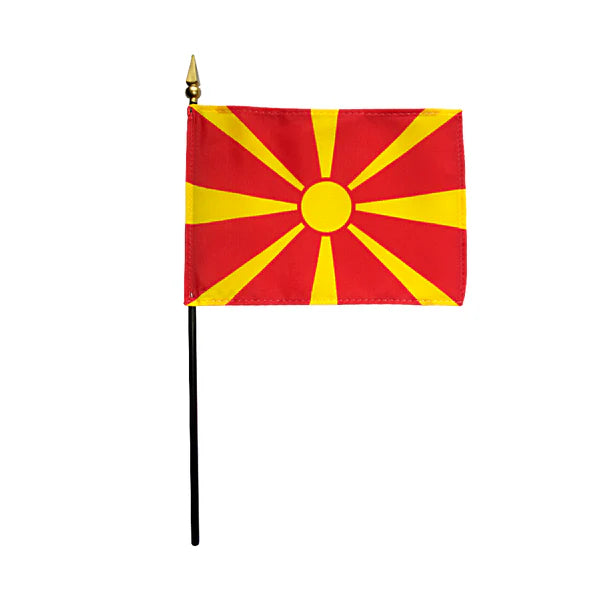 4"x6" Macedonia Poly-Silk Handheld Stick Flag