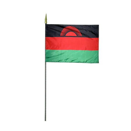 4"x6" Malawi Poly-Silk Handheld Stick Flag
